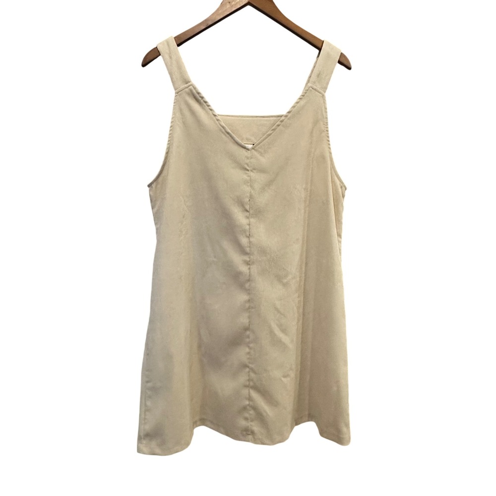 NWT Corduroy Pinafore Dress Size M Milumia Beige V Neck Sleeveless A-Line Mini M